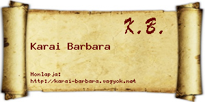 Karai Barbara névjegykártya